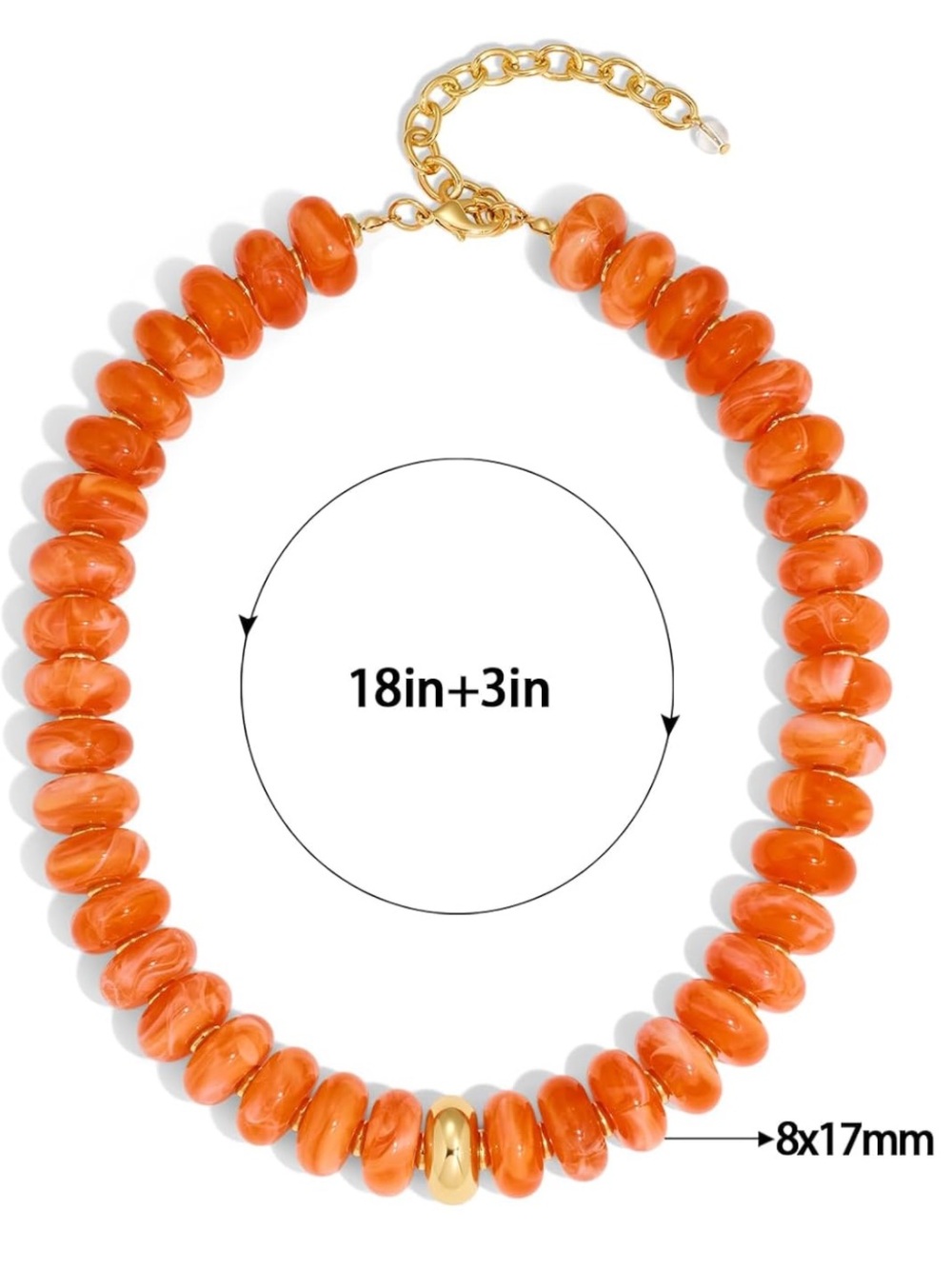Tangerine Bright Orange Beaded Necklace - Picture 3 of 3